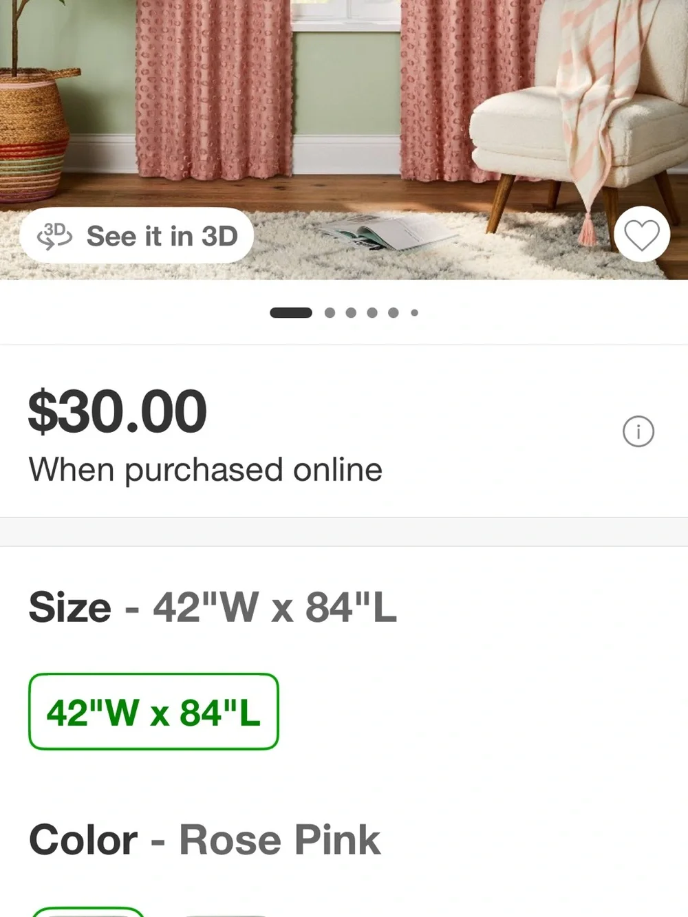Pillowfort Coral Pink Textured Dot Curtain Panel